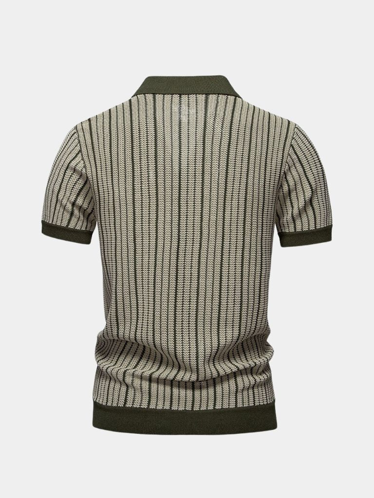Striped Knit Polo Shirt